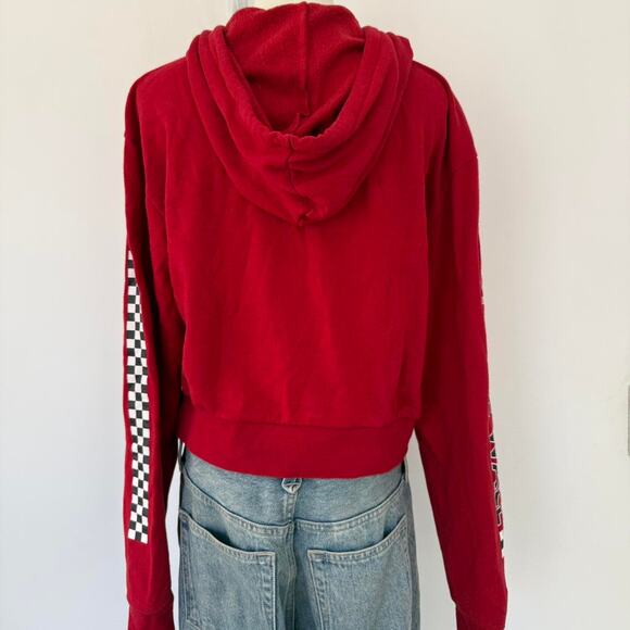 RED CROPPED VANS OFF THE WALL HOODIE - Picture 4 of 6
